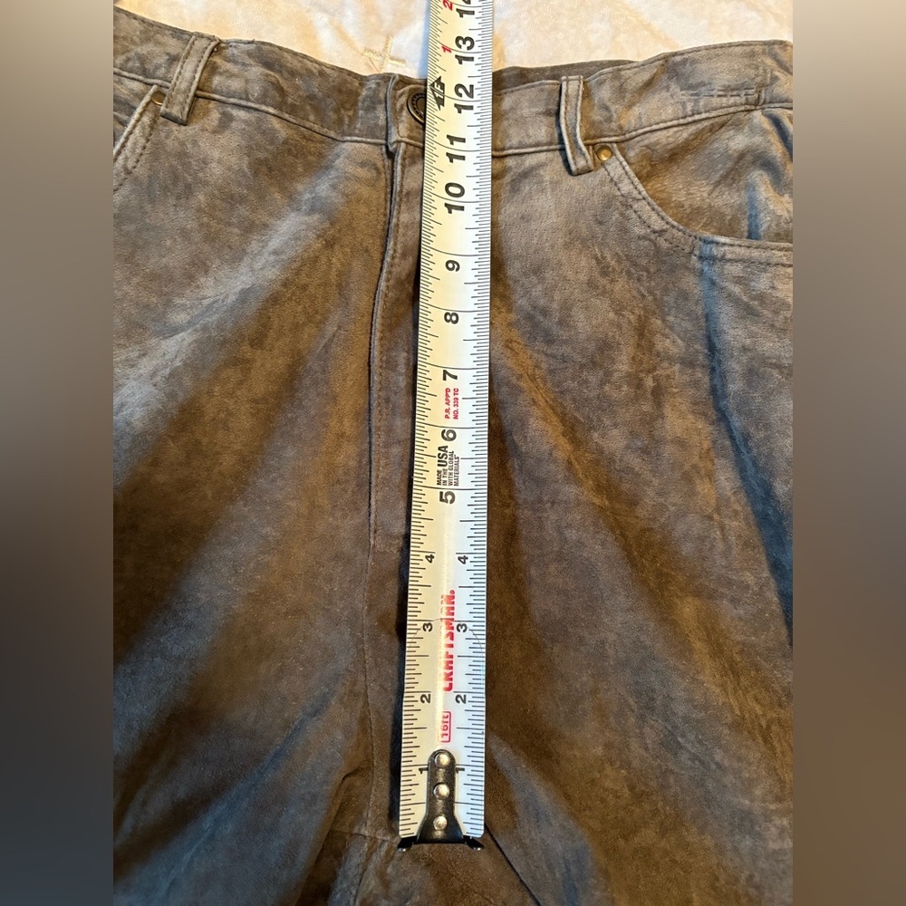 Green Suede Leather Pants High Waisted Soft Lined Womens Sz 8 Elevated Boho - Picture 7 of 12